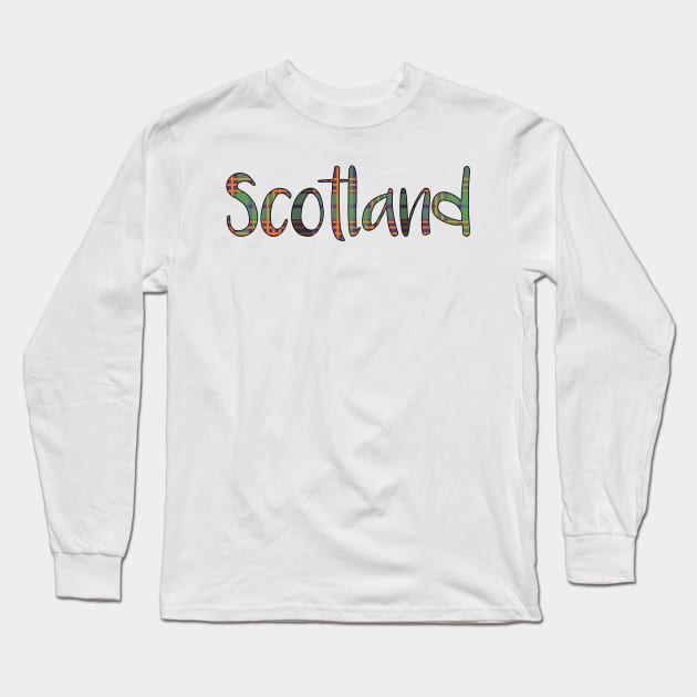 SCOTLAND, Halloween Coloured Tartan Style Design Long Sleeve T-Shirt by MacPean